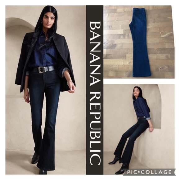 NWT Banana Republic wide leg dark blue jeans size 6 - Picture 1 of 11